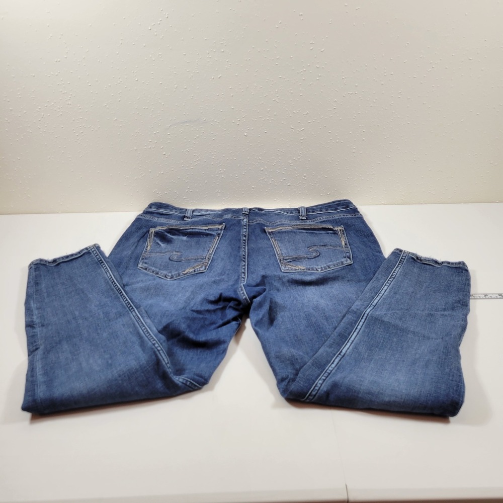 Silver Jeans Co Suki Skinny Women 18 Blue Excellent Mid Rise Distressed W93136 - Picture 2 of 10